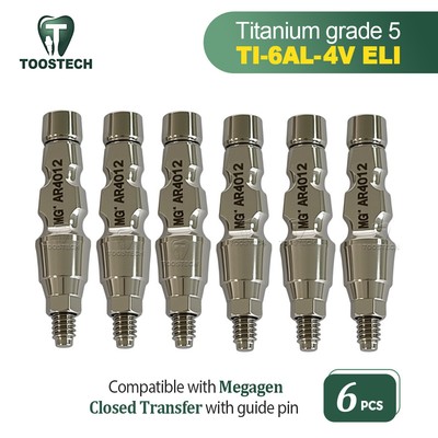 6pcs Closed Tray Impression Coping Transfer fits to Megagen Anyridge D4.0/D5.0mm