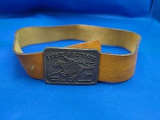Vintage Pony Express Belt Buckle 1860 Overland Mail Company Leather Belt