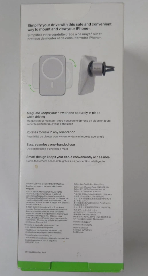 New Belkin Car Vent Mount Pro with Magsafe Gray - Image 2 of 3