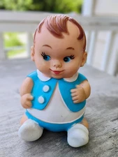 Vintage 1967 Blue PlumPees Plum Pees Rubber Baby Doll UNEEDA DOLL CO. INC