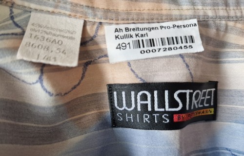 Wall Street Y2K SHIRT Blue Floral Stripe -Large- Short Sleeve Mens DD28L - Picture 10 of 15