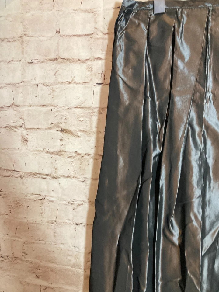 Vintage Tofy Formal Skirt 10 Silver Taffeta Acetate Full Length Party Evening Foto 4 de 4