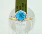GENUINE 1.75 Cts BLUE TOPAZ & DIAMOND RING 10K GOLD - Free Certificate Appraisal — photo 3