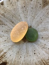 Rare color sea glass 2pcs, surf tumbled, weathered, beach glass