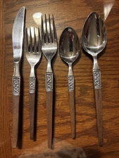 MCM Ekco Eterna La Joya Stainless Wood Look Flatware Brown Multiple Available