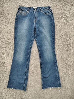 Levi s 515 Jeans Womens 12 Blue Bootcut Stretch Denim Mid Rise Raw Hem