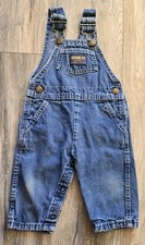 Vintage OSHKOSH B  GOSH Vestbak Overalls Baby 12m Blue Denim Carpenter 1980s