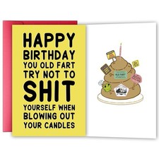 Funny Rude Birthday Card for Men Women, Humorous Adult Greeting for Mom Dad N...