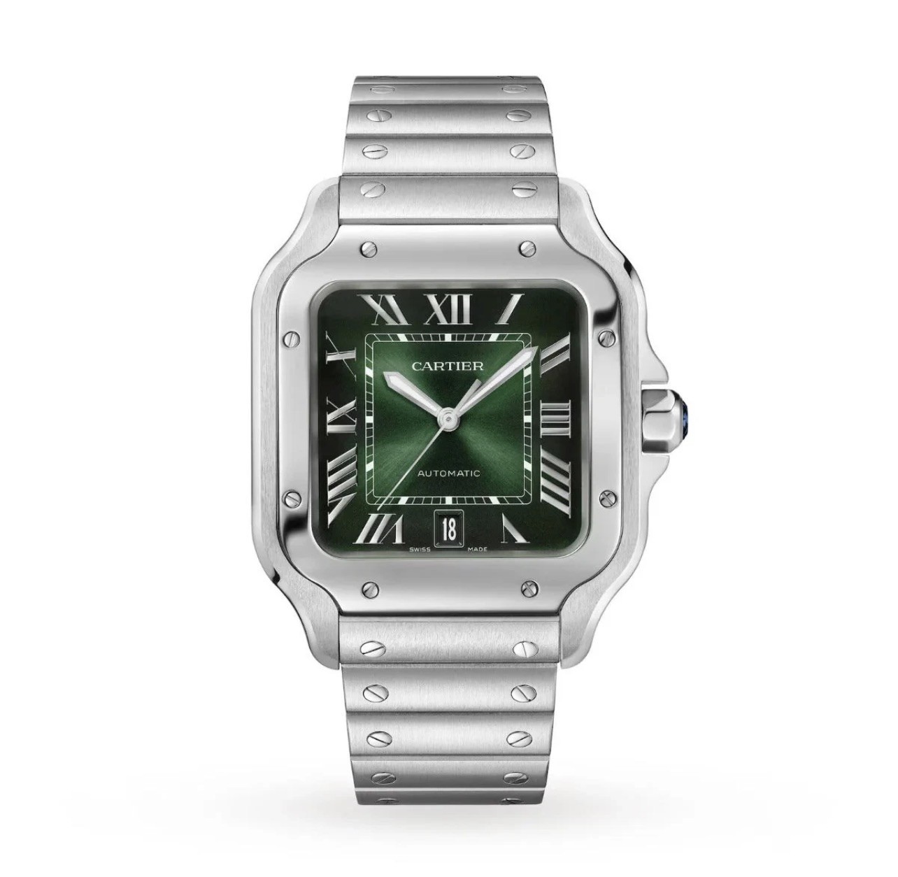 Cartier Santos Large Green Dial 2025 Box&Papers&Warranty. Unworn Strap