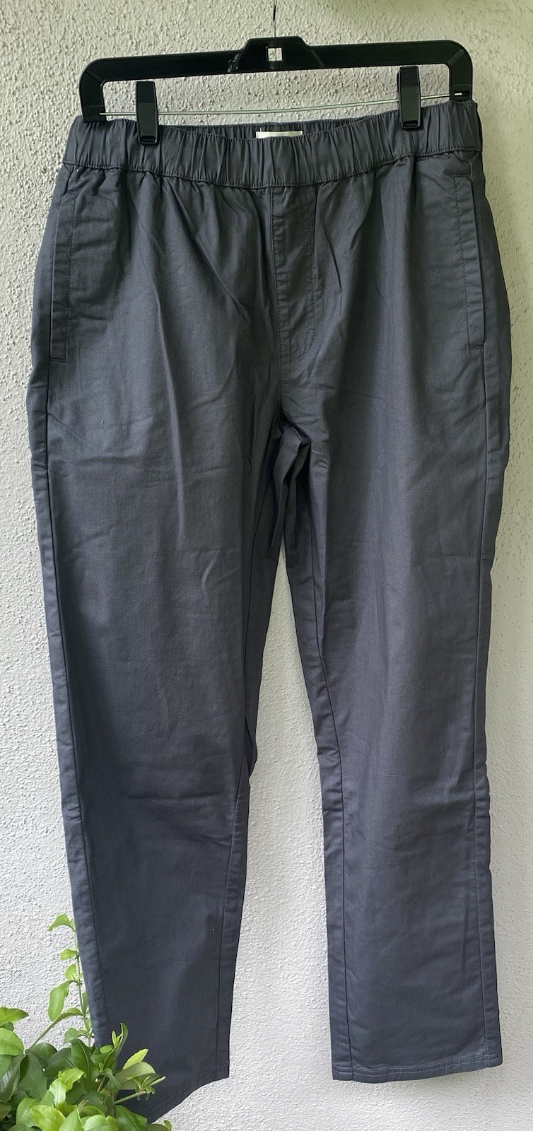 Pact Gray Organic Cotton Elastic Waist Straight Leg Pants Women