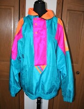 VTG Women's Colorblock Windbreaker Pullover L SUNBUSTER Ski Jacket Nylon 1980s