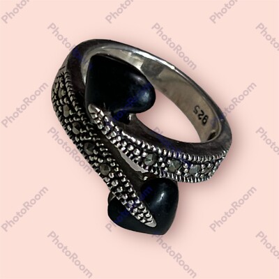 Vintage Sterling 925 Ring mit zwei Steinen Größe 7