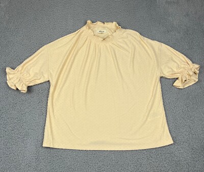 Madewell Blouse Texture & Thread Clipdot Ruffle Women s Small Top Yellow