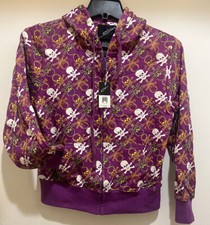 Women Skull  Bone Hoodie -Zip up  Skull Bone printed all over Hoodie - New