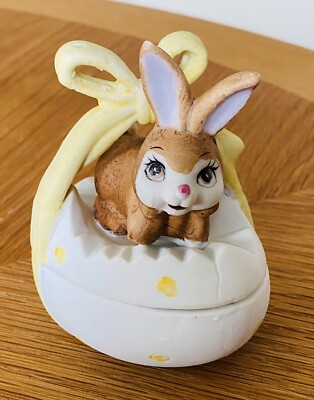 Easter Trinket Box by Lego, Hand Painted Porcelain Bunny on Easter Egg