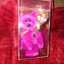 Rare Ty Beanie Babies Millennium Bear Purple With Tag Errors on BOTH TAGS Mint