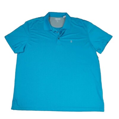 Izod Cool FX Golf Polo Mens Xlarge Short Sleeve Blue Pattern Shirt
