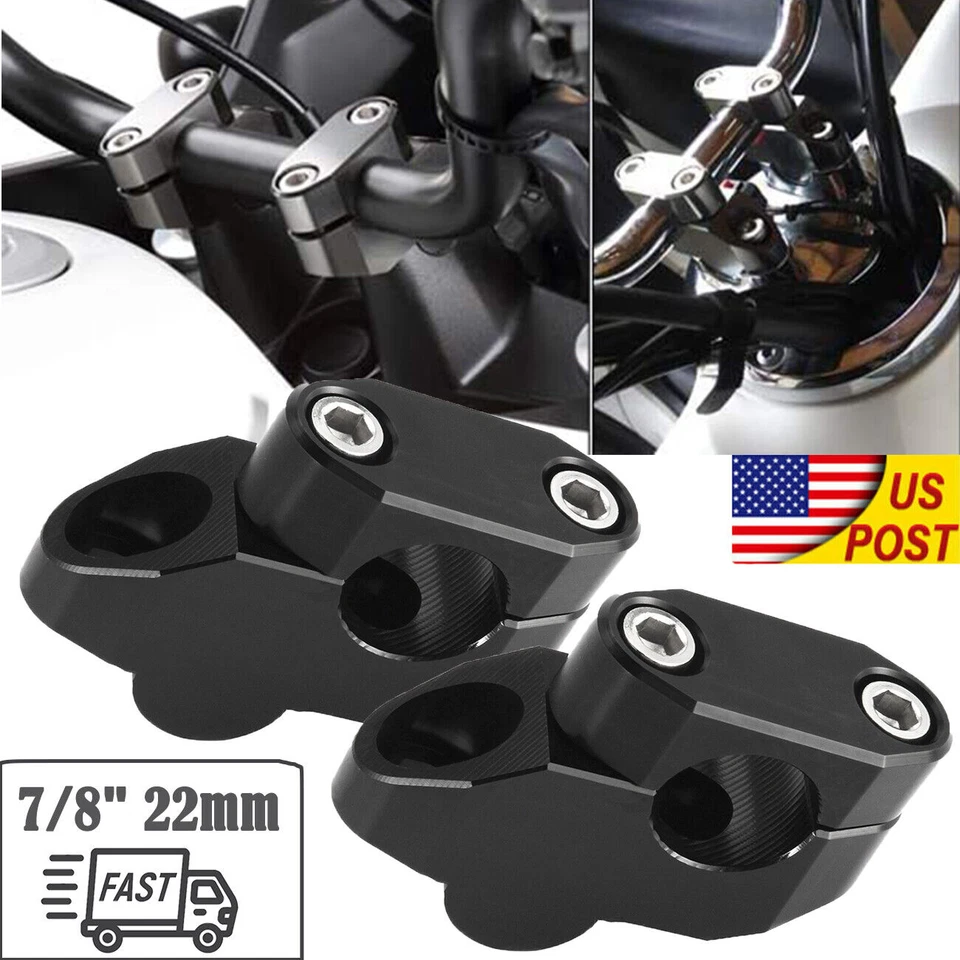 7/8" Handle Bar Clamp Extend Motorcycle General 22mm Handlebar Riser Back Mount Foto 4 de 4