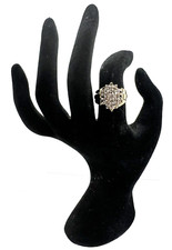 Solid 10K Yellow Gold 1ctw Genuine Diamond Cluster Cocktail Ring Size 7