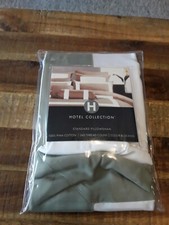 NEW Hotel Collection 100 Pima Cotton White/khaki standard Pillow Sham