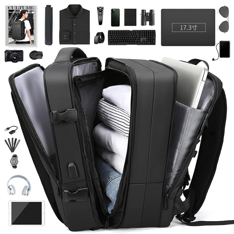 Expandable Waterproof Travel Laptop Backpack with USB Charging Port-image