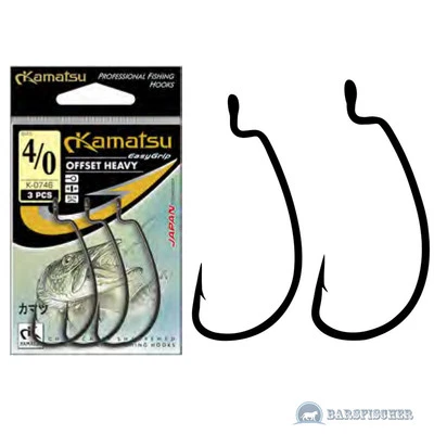 3 X KAMATSU (K-0746) OFFSET HEAVY, OFFSET WORM DROP SHOT HAKEN CARBON JIGHAKEN