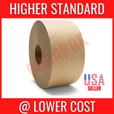 10 Rolls 5.7 Mil 3" Reinforced Water Activated Gummed Tape 450 Feet Packing Tape
