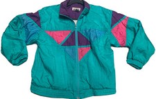 Vtg Lavon Jacket Petite Medium Nylon Windbreaker Streetwear 80s 90s Green Purple