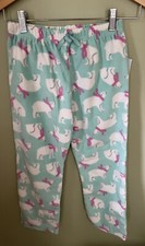 Calvin Klein Girls Pajama Bottoms Pants Polar Bears Mint Green Size Medium 7/8