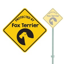 BEWARE OF THE DOG PROTECTED BY FOX TERRIER HEAVY DUTY ALUMINUM SIGN 11" x 11"