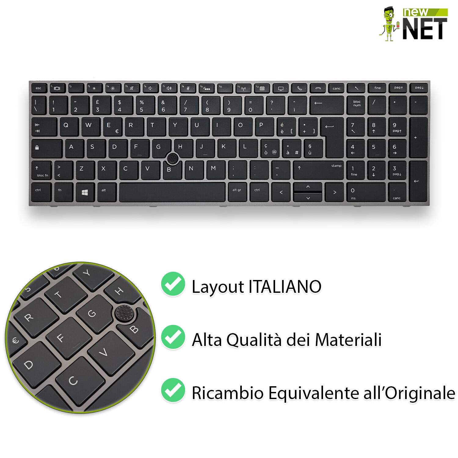 TASTIERA COMPATIBILE CON HP 2560P 2570P LAYOUT Italiano Ita 638512 061