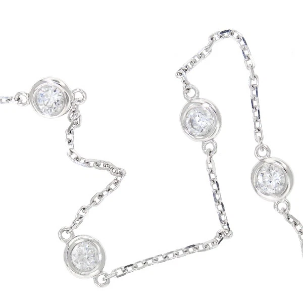 Pulseira de estação de diamante 1 TCW feita pelo homem ouro amarelo branco 14k D IF - Imagem 4 de 4