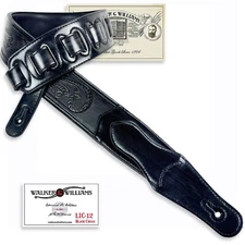 Walker & Williams LIC-12 Black Padded Strap with Traditional Tooling and Cross