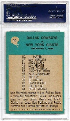 Cowboys' Play of the Year 1964 Philadelphia Card #56 PSA EX 5 - Picture 2 of 2