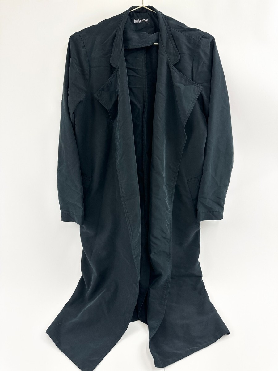 American Apparel Coat Womens XS Black Long Kimono Trench Long