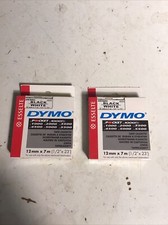 Genuine DYMO D1 45013 1/2" x 23 ft BLACK on WHITE Poly Labeling Tape 2 Pack
