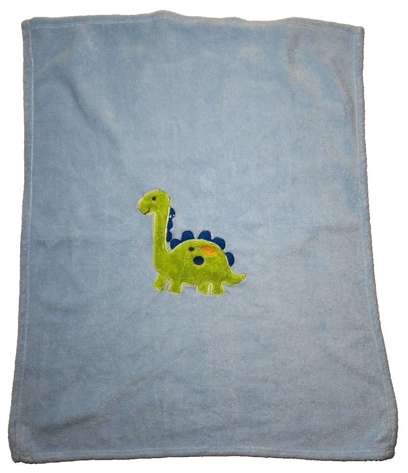 Cutie Pie Blue Green Dinosaur Baby Blanket HTF Lovey Soft Fleece Longneck Boys - Image 2 of 3