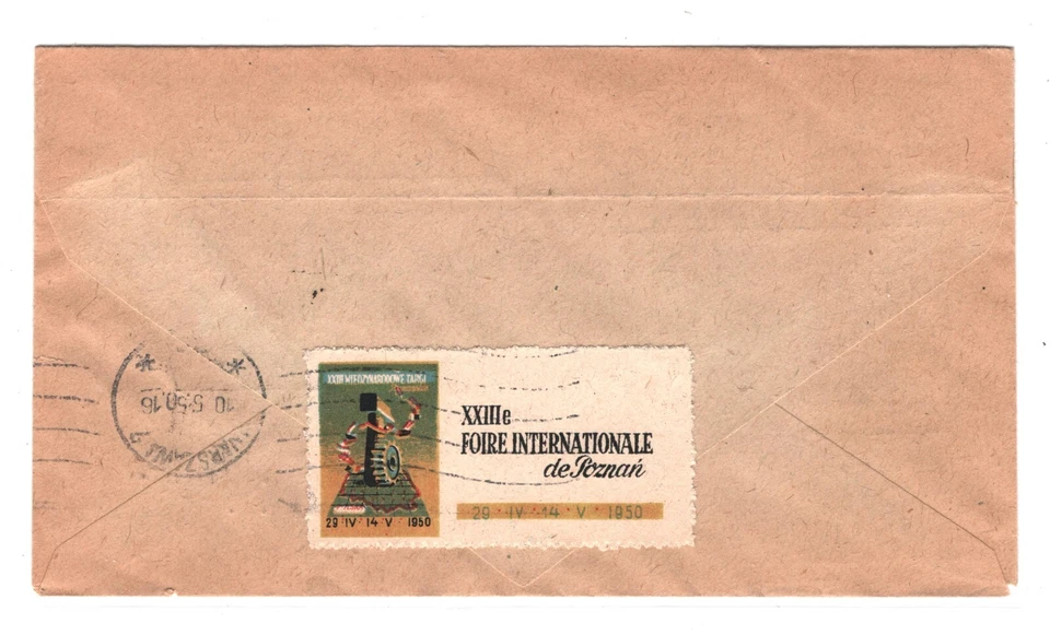 POLAND Air Mail 1950 Cover *TARGI POZNAŃSKIE* Exhibition Cancel Poznań USA MA664 - Image 3 of 4