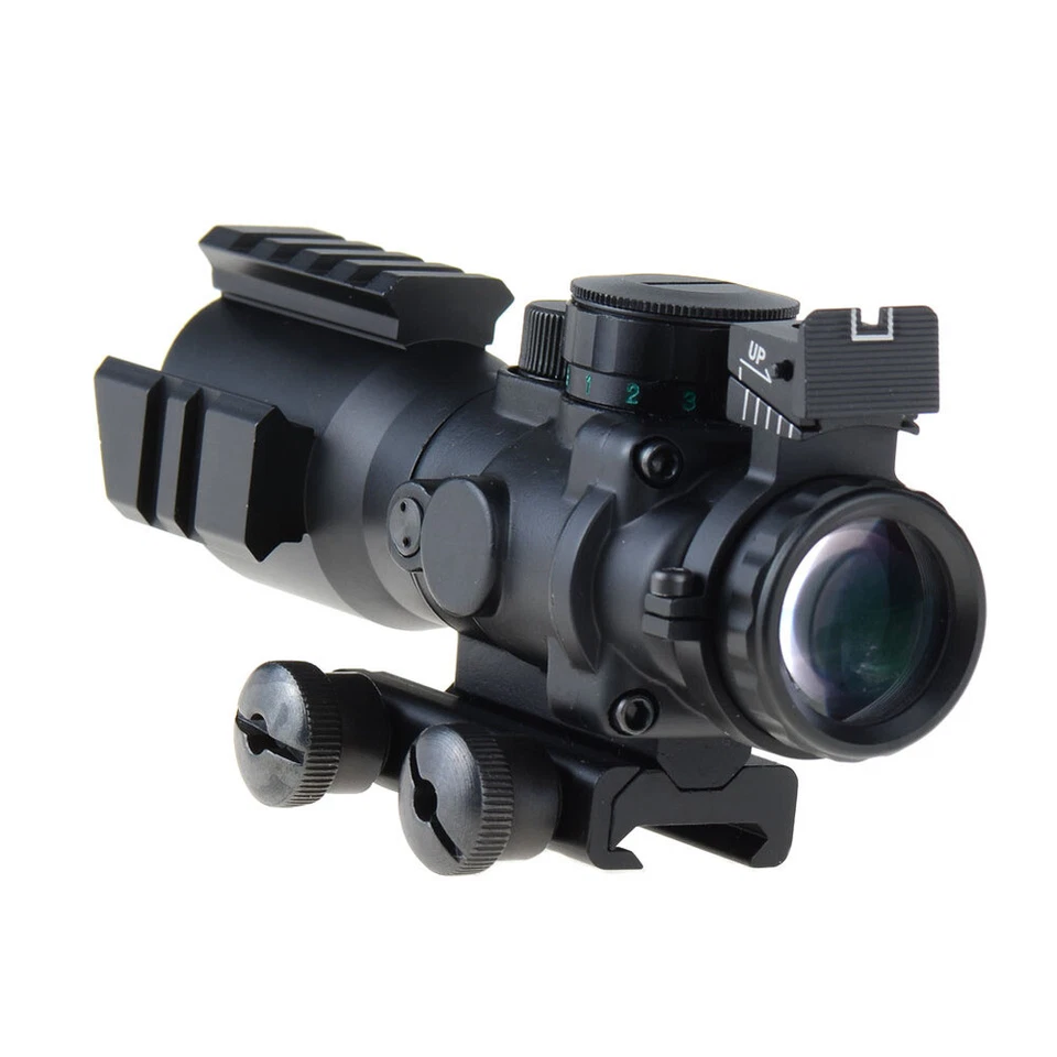Optics 4X32 Red/Green/Blue Rifle Scope w/Picatinny Tri-illuminated Reticle Sight - Image 2 of 4