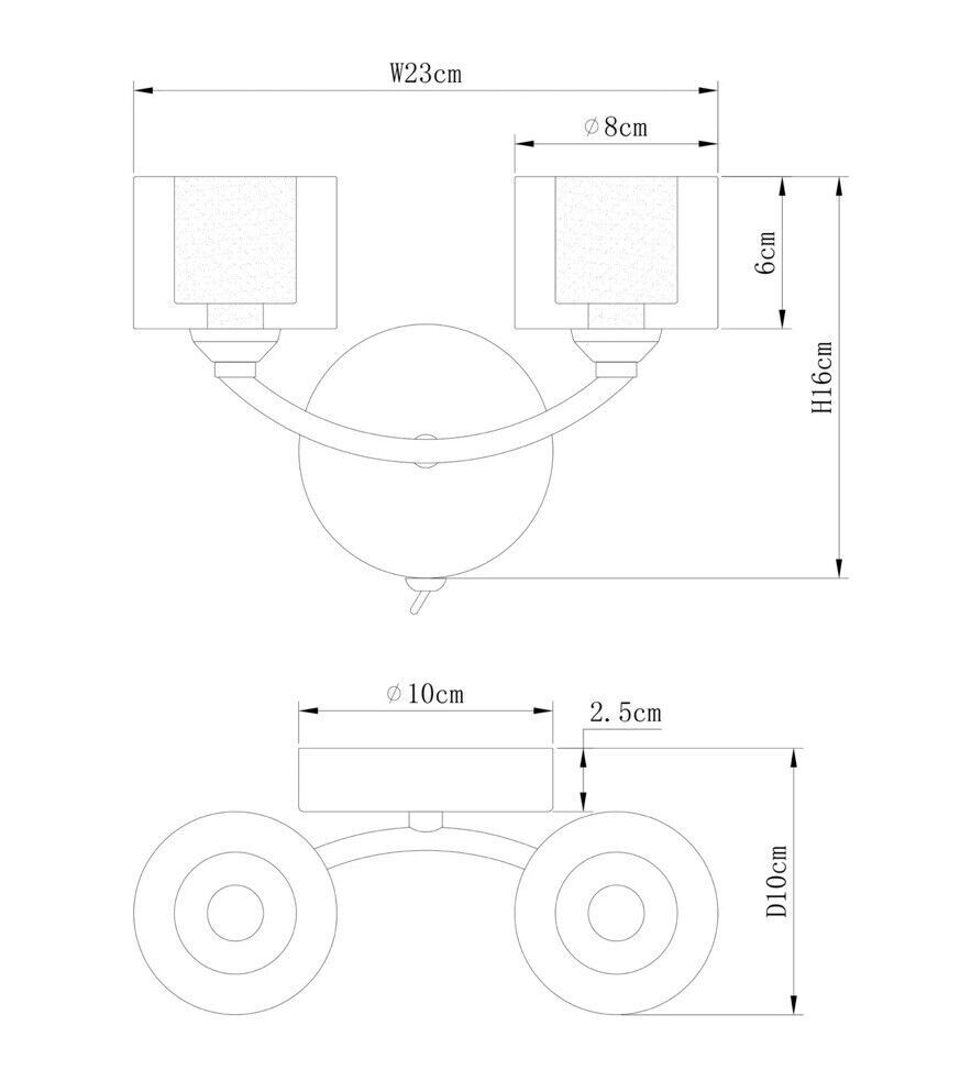 John Lewis Paige Double Wall Light Satin Nickel Wall Mounted Glass