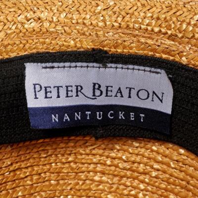 Peter Beaton Nantucket Leghorn Straw Upturned Brim Black  display picture 3