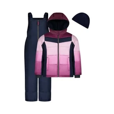 Weather Tamer Toddler Girls' 3-piece Ombre Dip Dye Bib Snowsuit Set NWT