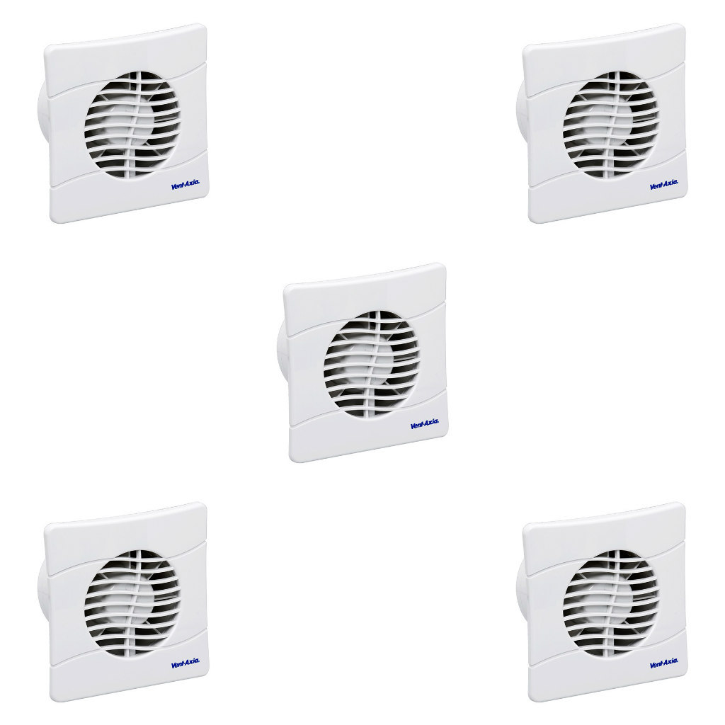 5 x VENT AXIA Bathroom / Toilet Extract Fans - 4"". Ultra slim profile