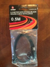 0.5 Meter SATA III 6 Gb/s Black Round Cable With Latch