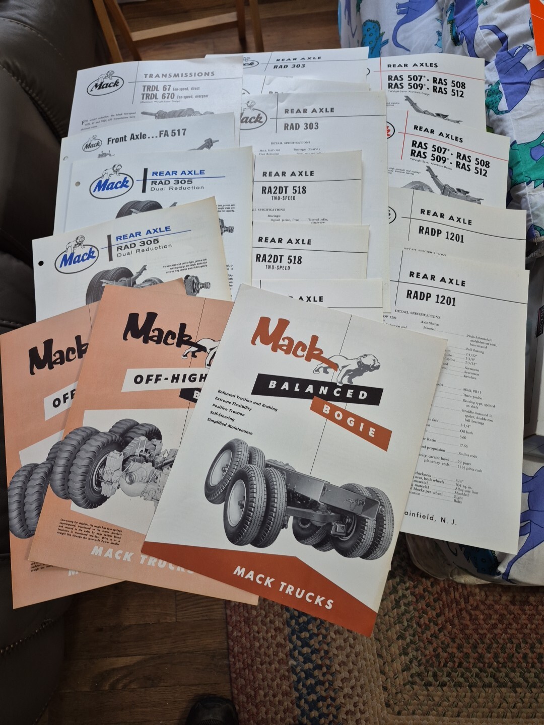 18 1950's & Up Mack Trucks Brochures Specifications Sheets Transmissions, Bogies