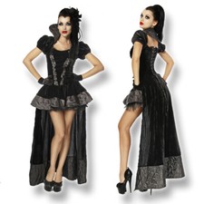 11771 Vampir Königin Kostüm Hexe S-XL Kleid Halloween Gothic Karneval Samt