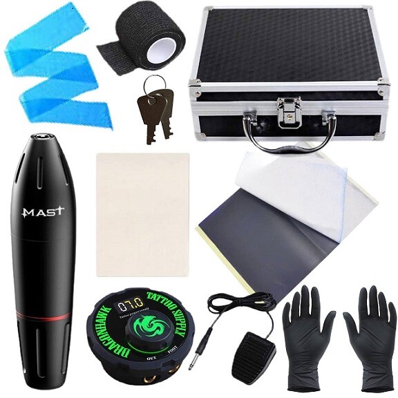 Dragonhawk Mast タトゥーマシン Tattoo Kit | Mast Tour Rotary Pen Machine With Battery Power