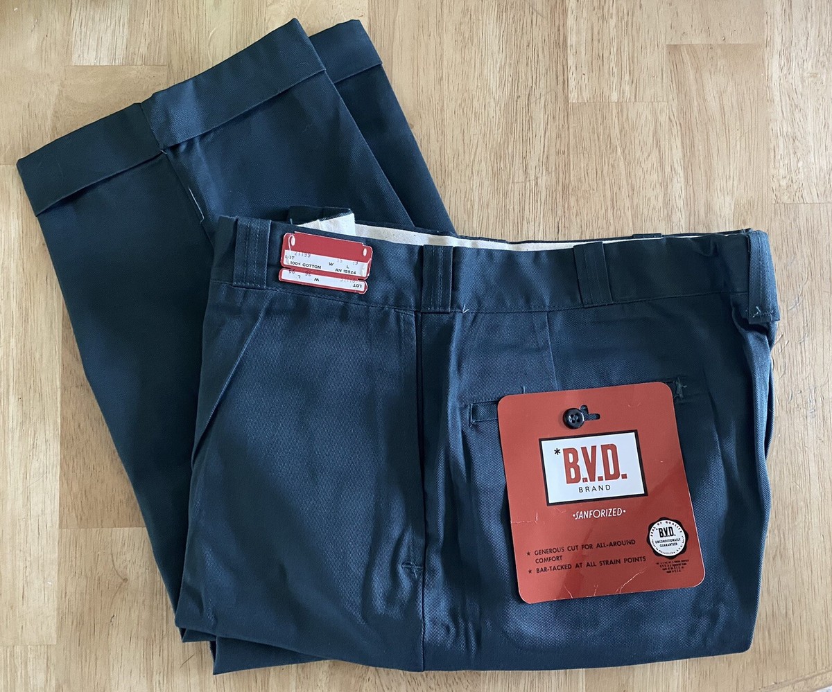 Vintage NWT 50s 60s BVD Green Workwear Cuffed Pants Garage 