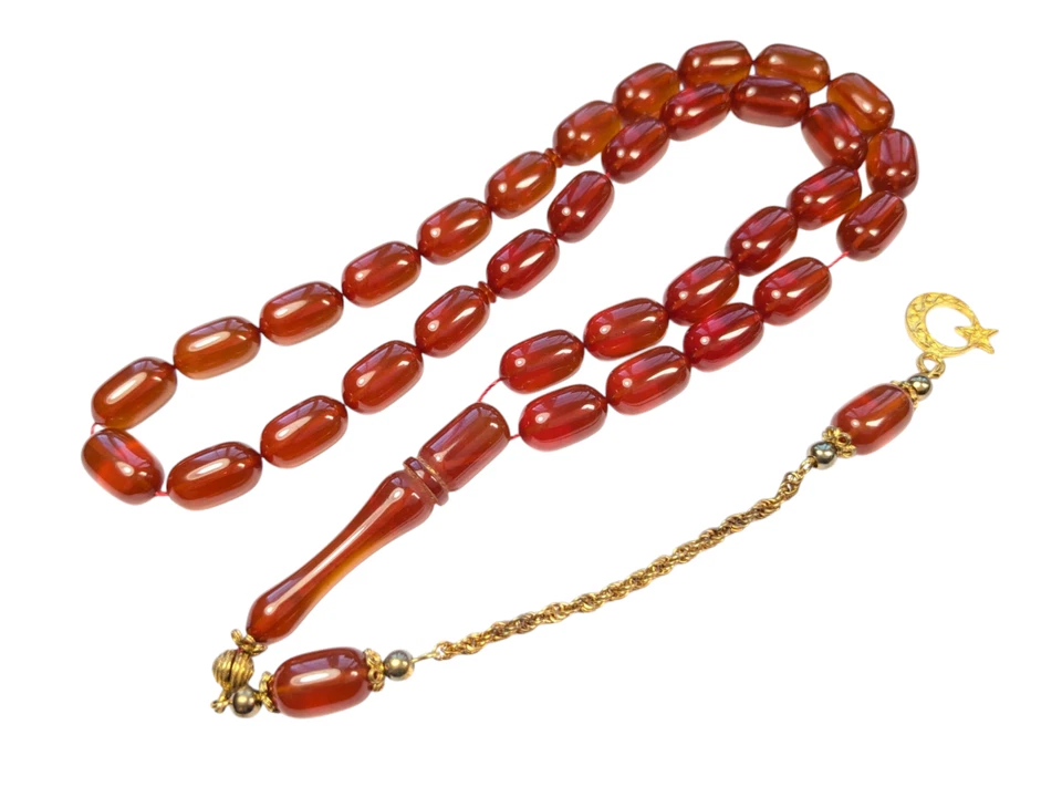 Vergoldete 925 Silber Quaste verziert Türkische Gebetsperlen, SIKMA Tesbih 977 - Bild 2 von 4