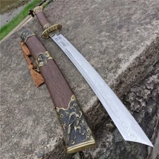Dragon Tiger Dao Broadsword Sword Folded Steel Sharp Blade HandMade Full Tang